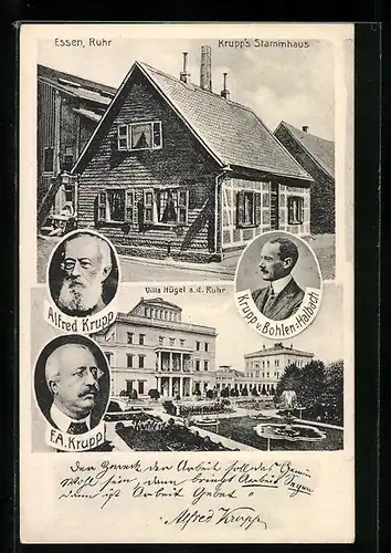 AK Essen / Ruhr, Krupp's Stammhaus, Villa Hügel, Portraits