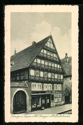 AK Lemgo, Fachwerkhaus in der Mittelstrasse