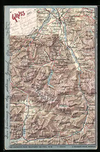 AK Werfen, Landkarte mit Umgebung