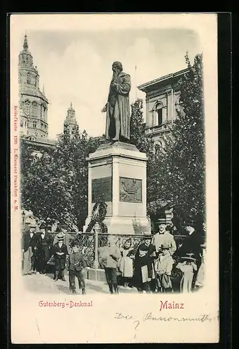 Relief-AK Mainz, Gutenberg-Denkmal