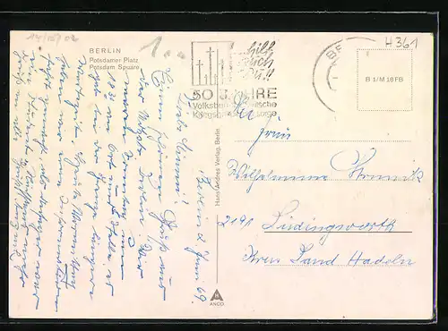 AK Berlin, Grenze am Potsdamer Platz