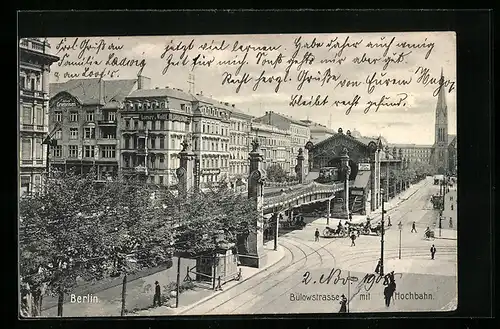 AK Berlin-Schöneberg, Bülowstrasse mit Hochbahn