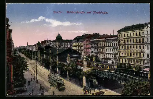 AK Berlin-Schöneberg, Bülowstrasse mit Hochbahn