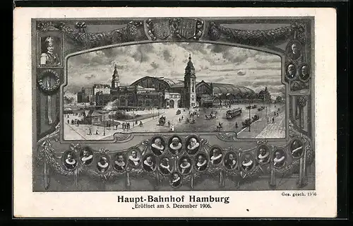 AK Hamburg-St. Georg, Hauptbahnhof, Eröffnung am 5.12.1906