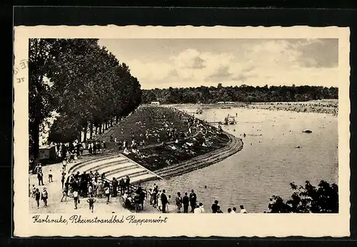 AK Karlsruhe, Rheinstrandbad Rappenwört aus der Vogelschau