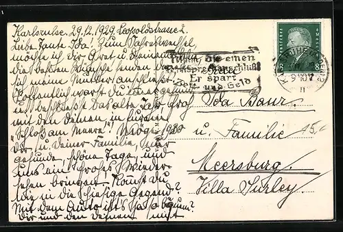 AK Karlsruhe-Durlach, Blick vom Turmberg auf den Ort