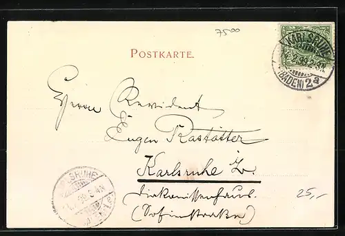 AK Karlsruhe, Ladenzeile in der Kaiserstrasse