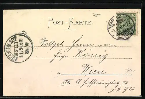 AK Karlsruhe, Blick in die Kaiserstrasse mit Spaziergängern und Kutsche