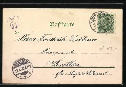 AK Durlach, Blumenplatz mit Hengstdenkmal