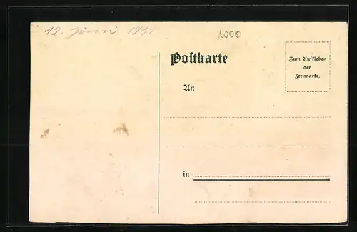 Mondschein-Lithographie Berlin-Grunewald, Schildhorn, Jaczow im Dankgebet, Kaiser-Wilhem-Turm