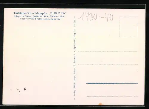 AK Turbinen-Schnelldampfer Europa und Lotsenboote