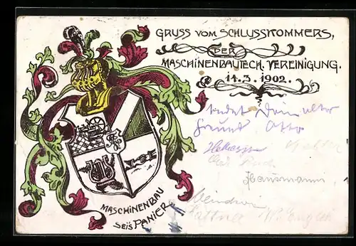 AK Karlsruhe, Schlusskommers Maschinenbautechnische Vereinigung 1902, Wappen