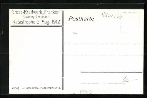 AK Nürnberg-Gebersdorf, Gross-Kraftwerk Franken nach der Katastrophe 1912, Inspektion