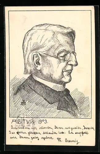 Künstler-AK Karlsruhe, Absolvia Abitur 1903, Lehrer /Direktor