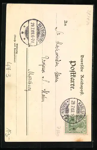 Künstler-AK Karlsruhe, Absolvia Abitur 1903, Lehrer /Direktor