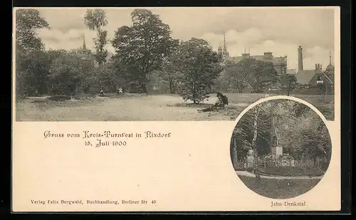 AK Rixdorf, Kreis-Turnfest 15.07.1900, Jahn-Denkmal