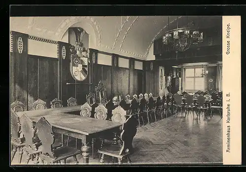 AK Karlsruhe i. B., Arminenhaus, Grosse Kneipe, Innenansicht