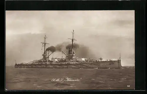 AK Linienschiff S. M. S. Kaiserin in Fahrt