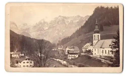 Fotografie F. Grainer, Reichenhall, Ansicht Ramsau, Blick in den Ort mit Kirche