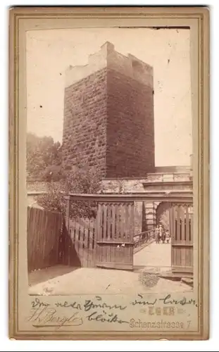 Fotografie J. L. Bergles, Eger, Ansicht Eger, am Turm der alten Burg