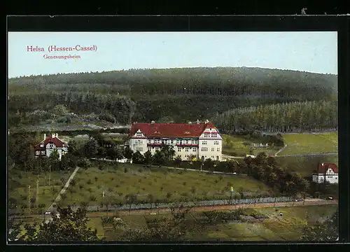 AK Helsa /Hessen-Cassel, Genesungsheim aus der Vogelschau