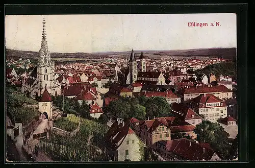 AK Esslingen a. N., Ortsansicht aus der Vogelschau