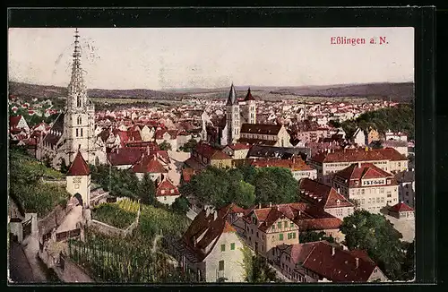 AK Esslingen a. N., Ortsansicht aus der Vogelschau