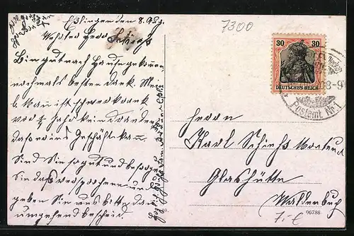 AK Esslingen a. N., Strassenpartie mit Kirche