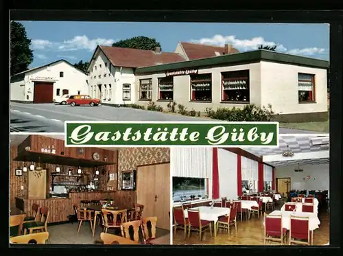AK Güby /Schleswig, Gasthaus Güby, Innenansichten