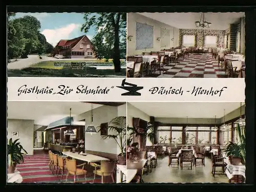 AK Dänisch-Nienhof, Gasthaus Zur Schmiede, Innenansichten
