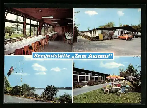 AK Warder, Seegasthaus Zum Assmus am Warder See, Innenansicht, Garten