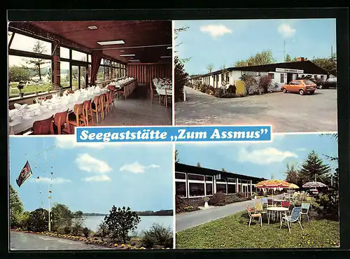AK Warder, Seegasthaus Zum Assmus am Warder See, Innenansicht, Garten