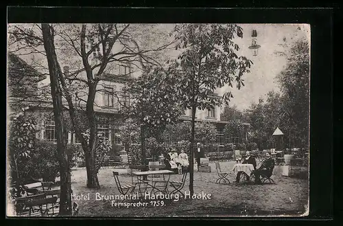 AK Harburg-Haake, Hotel Brunnental mit Gartenwirtschaft