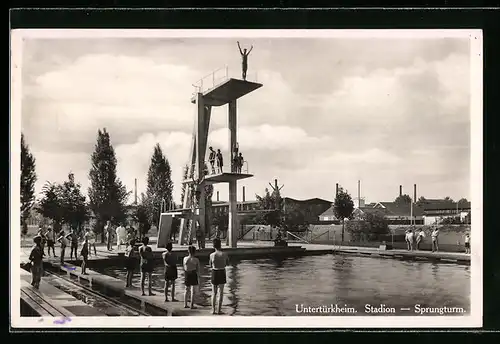 AK Untertürkheim, Sprungturm im Freibad