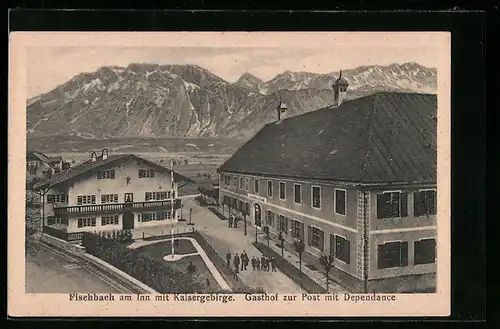 AK Fischbach, Gasthof zur Post mit Dependance u. Kaisergebirge