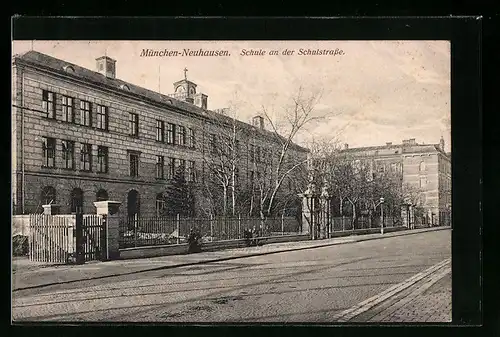 AK München-Neuhausen, Schule an der Schulstrasse