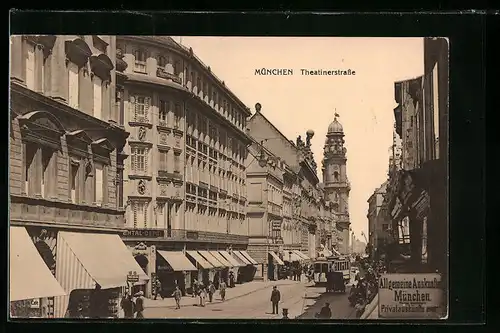 AK München, Geschäfte in der Theatinerstrasse