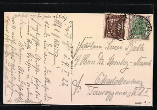 AK Löwenberg i. d. M., Wasserpartie am Kriegerdenkmal