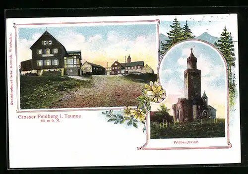 AK Feldberg, Gasthaus u. Feldbergturm auf dem Grossen Feldberg