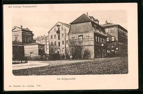 AK Leipzig, Strassenpartie mit Barfussmühle