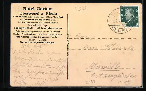 AK Oberwesel a. Rhein, Jagdzimmer des Hotel Gertum, Innenansicht