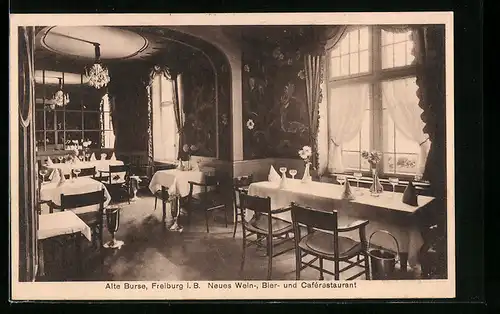 AK Freiburg i. B., Innenansicht Caférestaurant Alte Burse