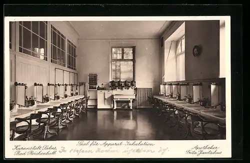 AK Bad Reichenhall, Hotel Salus, Saal für Apparat-Inhalation, Apotheker Fritz Jautschus