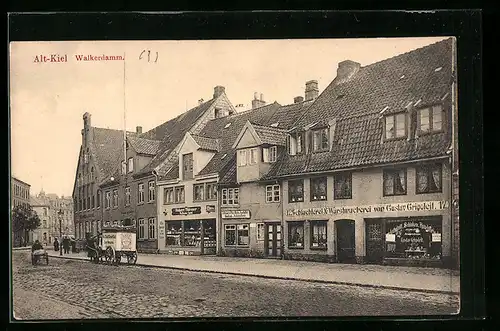 AK Kiel, Walkerdamm mit Schlachterei Gustav Grigoleit, Alt-Kiel