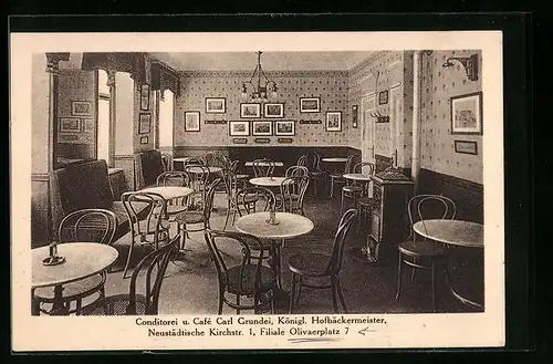 AK Berlin, Café und Conditorei Carl Grundei in der Neustädtische Kirchstrasse 1