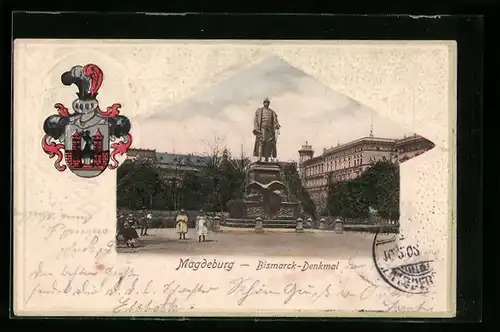 AK Magdeburg, Bismarck-Denkmal, Wappen