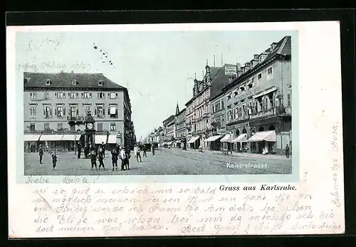 AK Karlsruhe, Blick in die Kaiserstrasse