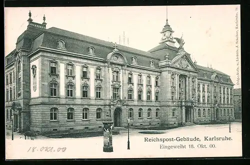 AK Karlsruhe, Am Reichspost-Gebäude