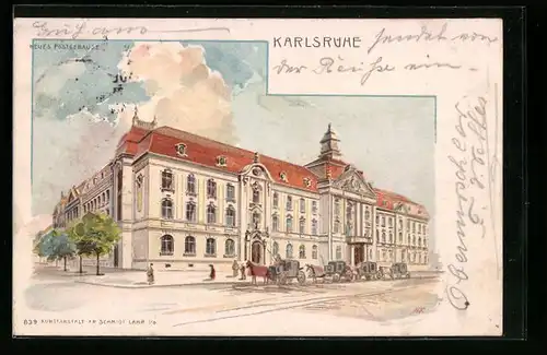 Lithographie Karlsruhe, Neues Postgebäude