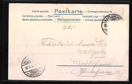 Lithographie Karlsruhe, Neues Postgebäude